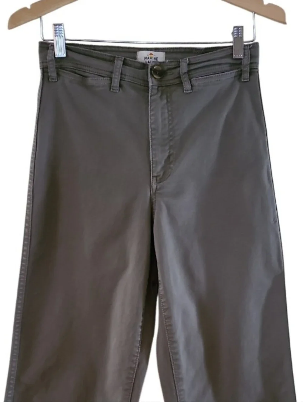 Marine Layer Briget Cropped Straight Pant Utility Jeans Olive Green